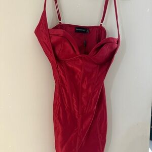 PrettyLittleThing Red Bodycon Mini Dress with Sweetheart Neckline